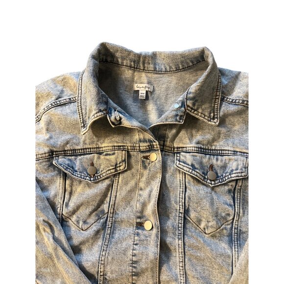 Loves Fire Light Acid Wash Denim Jean Jacket Silver Tone Hardware Size Medium - Picture 3 of 4